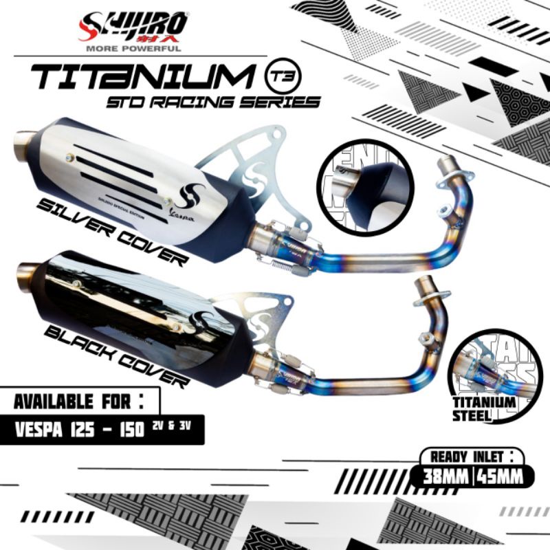 Jual Knalpot STANDAR RACING SHIJIRO type T3 TITANIUM for Vespa matic ...
