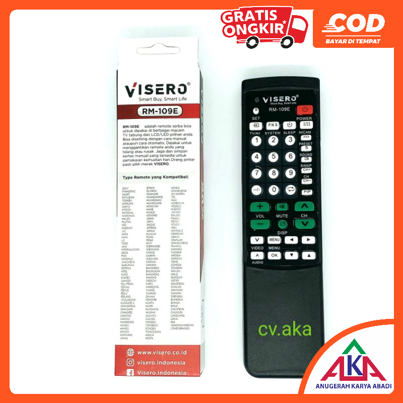 Jual VISERO RM 109E Remote TV Tabung LED LCD Universal Semua Merk ...