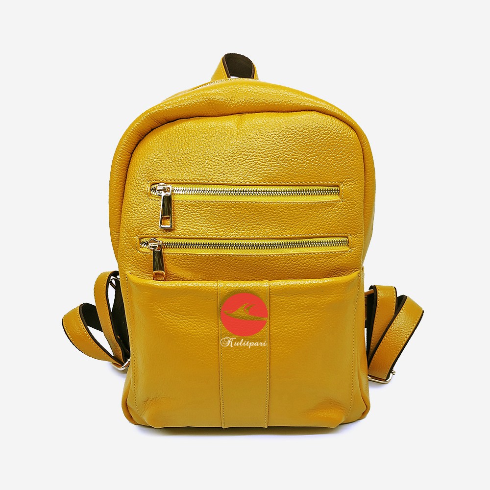 Jual Tas Ransel Wanita Kulit Sapi Tekstur Kulit Jeruk Warna Kuning