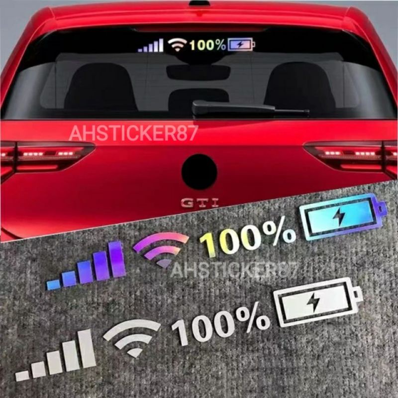 Jual Stiker Mobil Cutting Sticker Motor Sinyal WIFI Iphone HP Battery ...