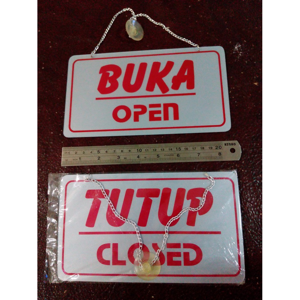 Jual Sign Board label plat BUKA / TUTUP | OPEN / CLOSED close tanda ...