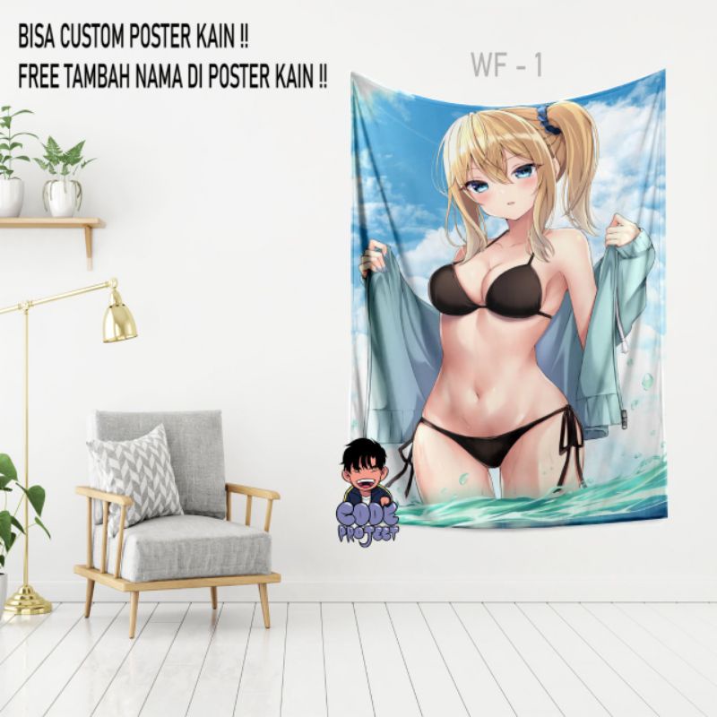 Jual Poster Kain Anime Poster Kain Waifu Hiasan Dinding Shopee Indonesia