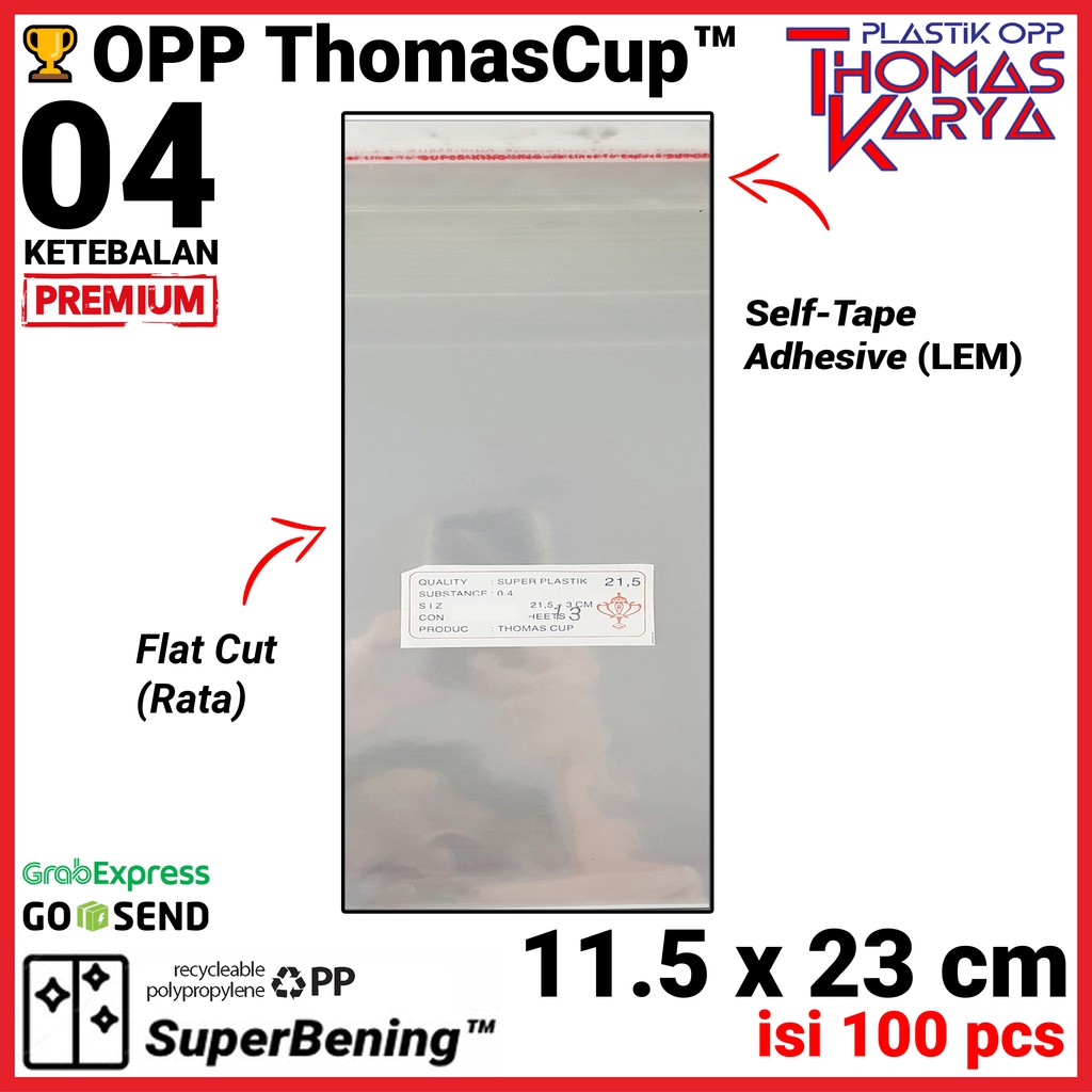 Jual Plastik OPP 11,5x23 TEBAL isi 100 Kantong Bening Kemasan Roti ...