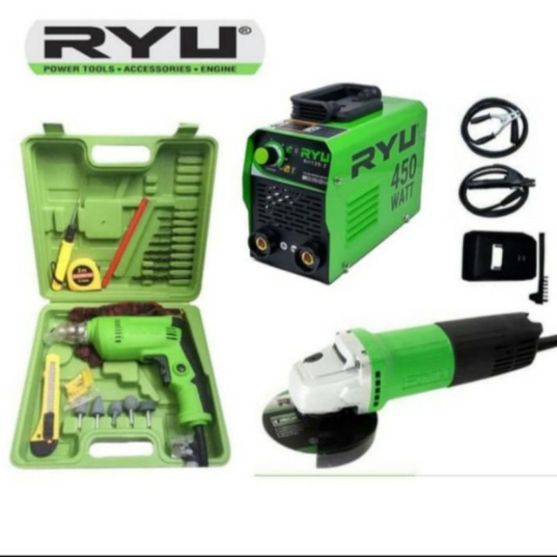 Jual Paket 3in1 RYU Mesin Las 450w | Gerinda 4