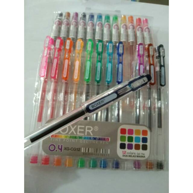 Jual Pen Gel 12 Warna Boxer 0.4 mm | Shopee Indonesia