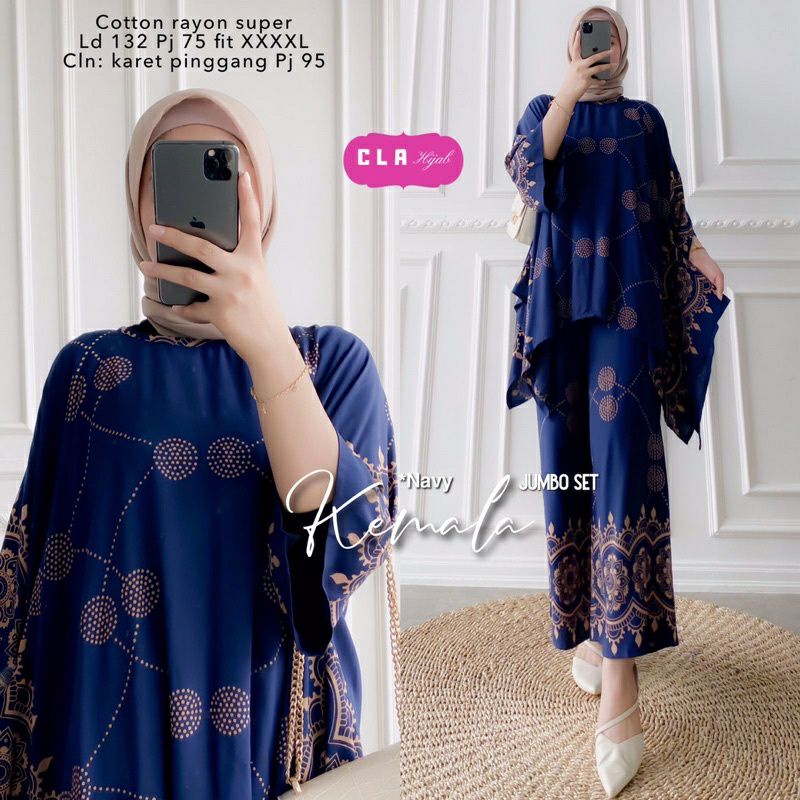Jual KEMALA JUMBO SET Baju Setelan One Set Batwing Tunik Waka Waka