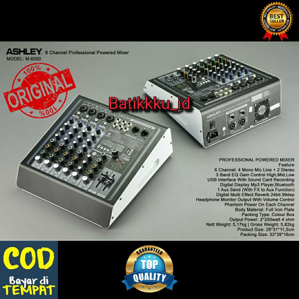 Jual Power Mixer Ashley M M Ch Original Bluetooth Usb