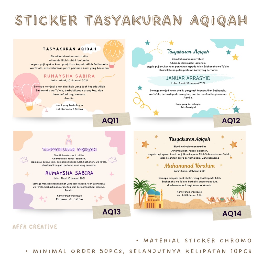 Jual Sticker Tasyakuran Aqiqah Kelahiran Bayi [2] | Shopee Indonesia