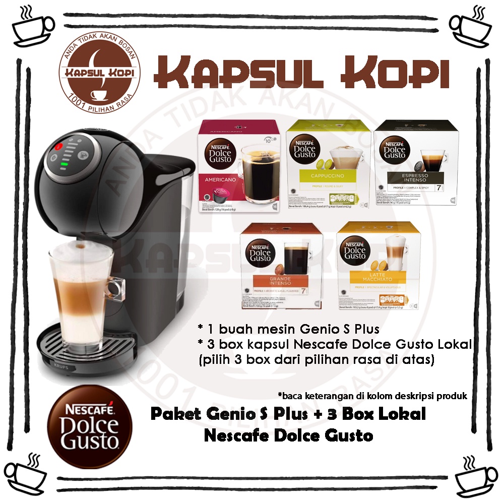Paket Genio S Plus Nescafe Dolce Gusto BONUS box Kapsul Kopi Lokal