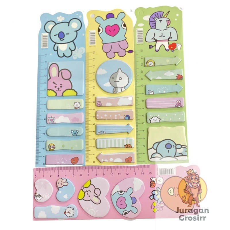 Jual JG - POST IT / STICKY NOTE + PENGGARIS BTS BT21 PENGGARIS + NOTES ...