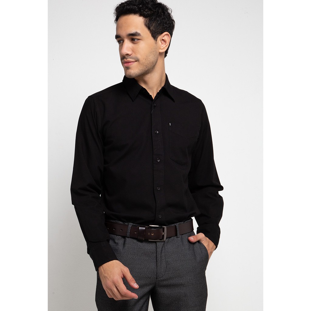 Jual Kemeja Formal MGEE 3451C Original Lengan Panjang Black and White ...