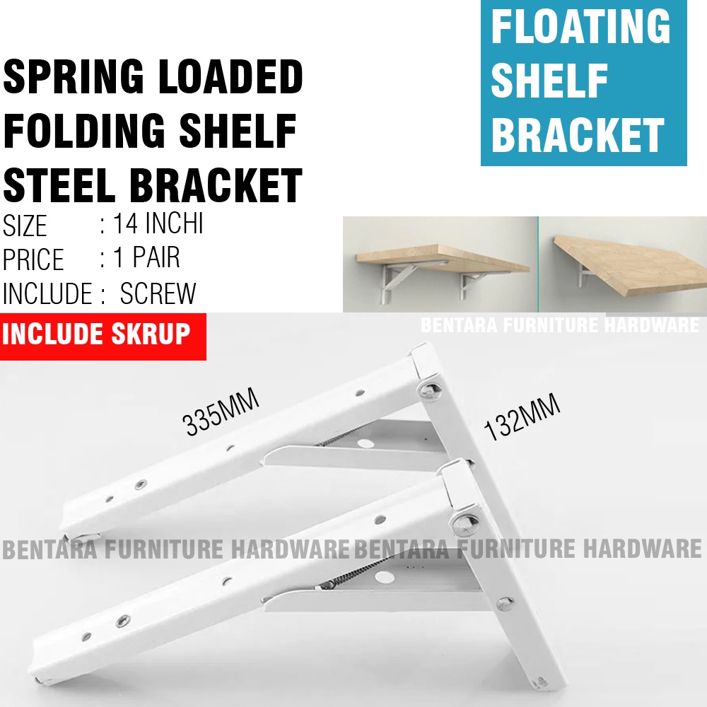 Jual 14 Inchi Braket Siku Pegas Rak Lipat Ambalan Meja Dinding 35 Cm Siji Folding Shelf Bracket