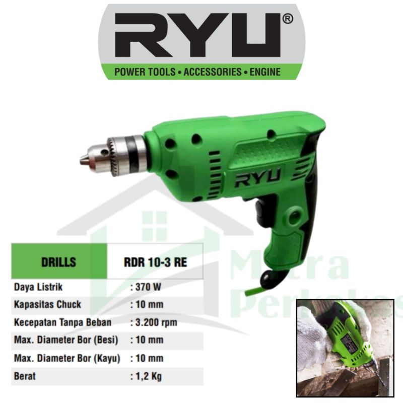 Jual RYU DRILL RDR 10-3 RE / BOR TANGAN RYU TEKIRO / MESIN BOR LISTRIK ...