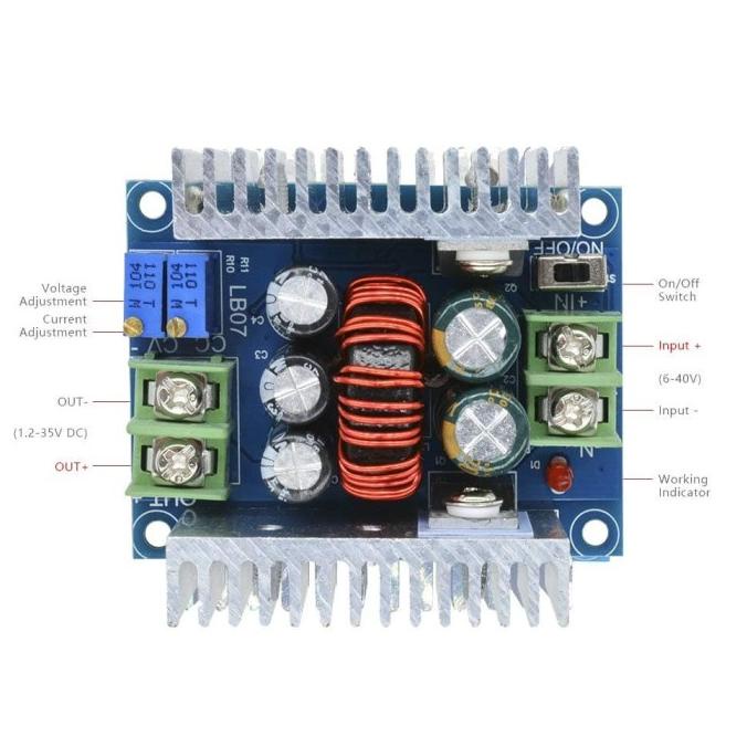 Jual ORIGINAL - DC-DC 20A 300W CC CV Step Down Module DC 6-40V to DC 1. ...