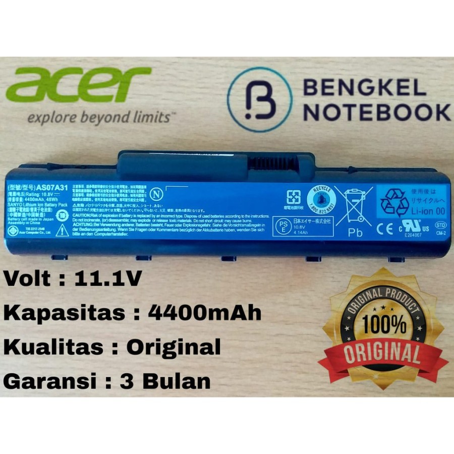 Batteria POTENZIATA 10.8-11.1V 5200mAh SOSTITUISCE Acer AS07A51, AS07A52