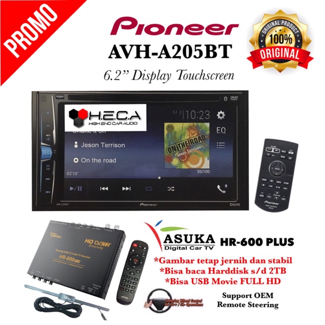 Jual Paket Promo Pioneer Avh A Bt Head Unit Double Din Tape Mobil Tv Tuner Digital Asuka Hr