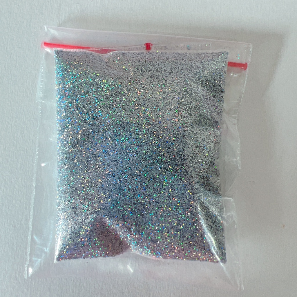 Jual GLITTER HOLOGRAM SILVER 8gr Powder Tabur Warna Warni Eceran Sablon ...