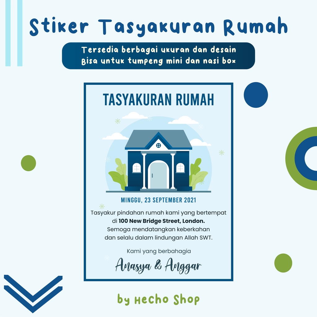 Jual Stiker/ Kartu Syukuran Rumah Baru atau Pindahan Rumah | Shopee