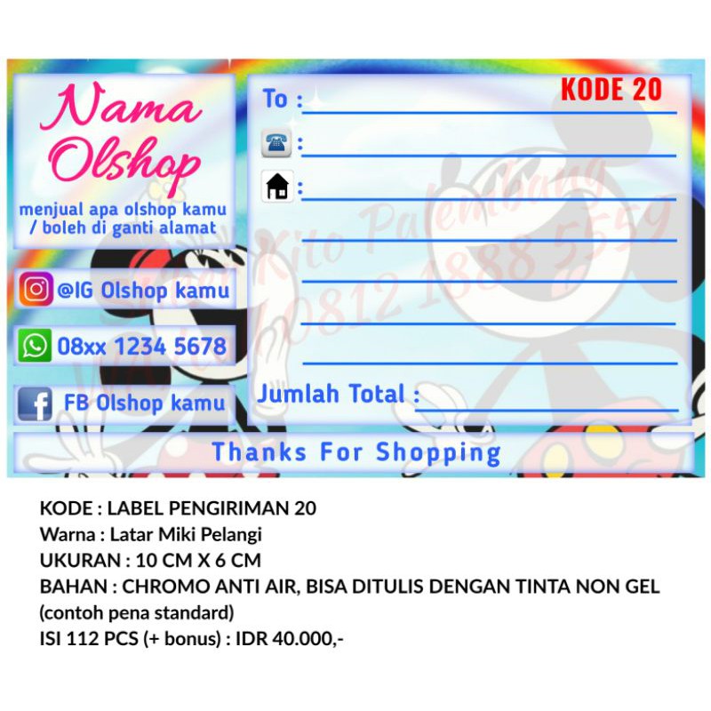 Jual stiker label pengiriman kode 20 | Shopee Indonesia