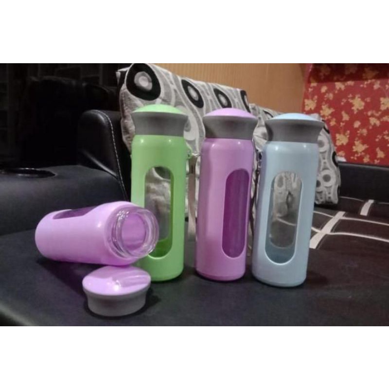 Jual Botol Minum Kaca model Kerang 400 ml ada box tumblr kaca unik ...