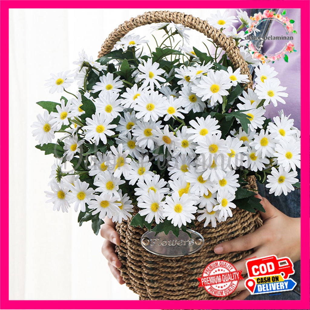 Jual COD 1PCS BUNGA DAISY MONSTERA CABANG 7 ARTIFICIAL - BUNGA KRISAN ...