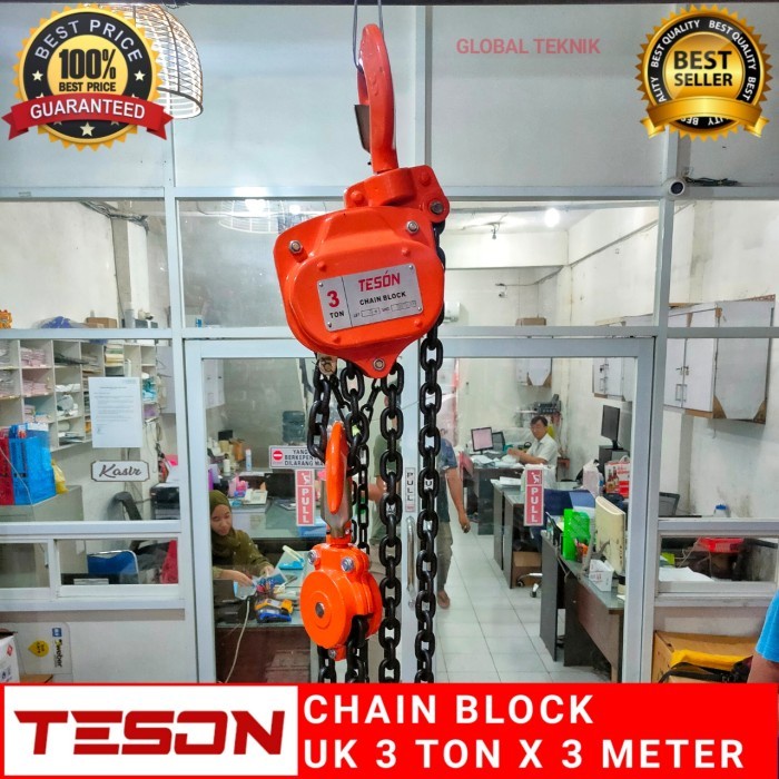 Jual CHAIN BLOCK 3 TON 3 METER TAKEL KATROL KEREKAN 3 TON 3 METER HSC