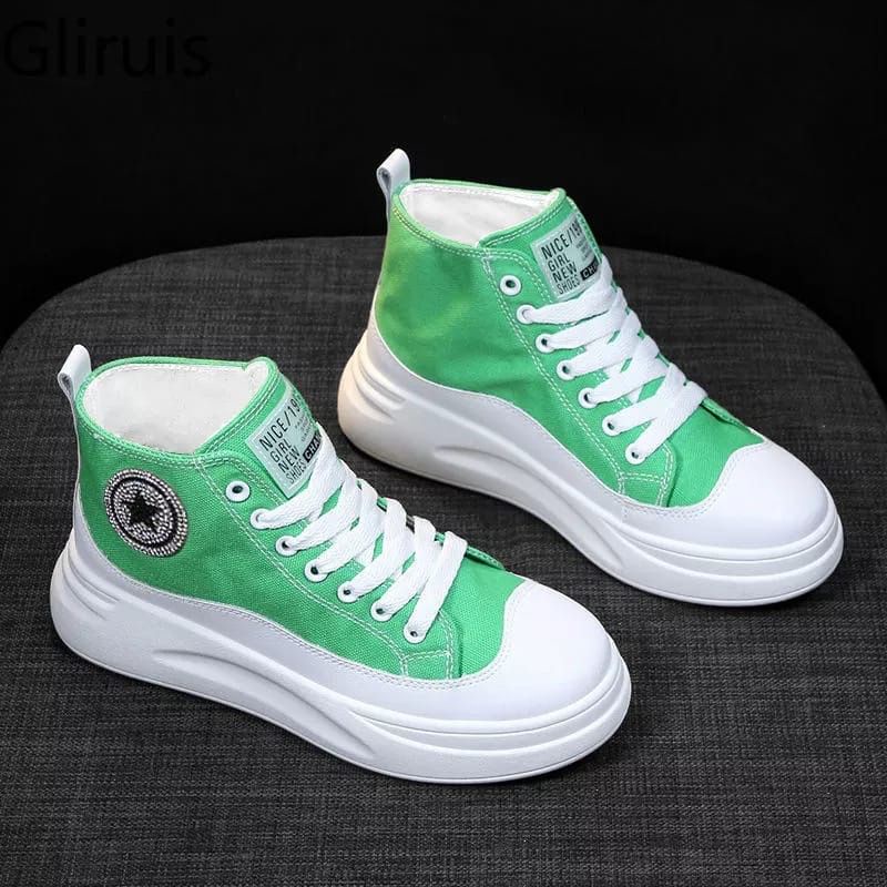 Jual PANDA - Sepatu Sneakers Wanita Kerah Tinggi Bintang Sol Tebal ...