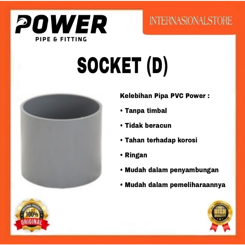 Jual Socket Fitting Pipa PVC Power D Uk 1 1/4