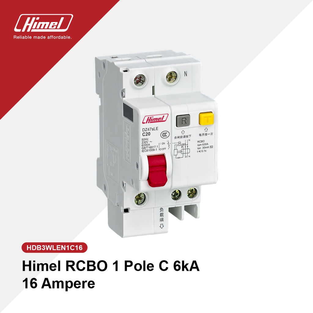 Jual Himel RCBO 1 Pole C 6kA 16 Ampere | Shopee Indonesia
