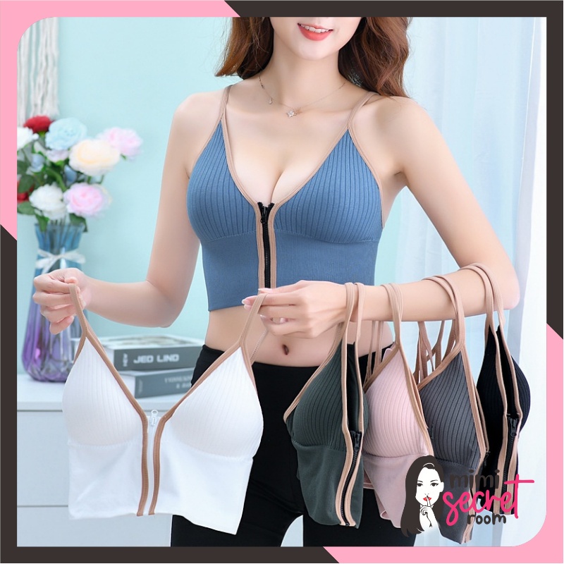 PROMO!!! Bra Korea Tank Top Wanita BH Sport Zipper Resleting Tali 