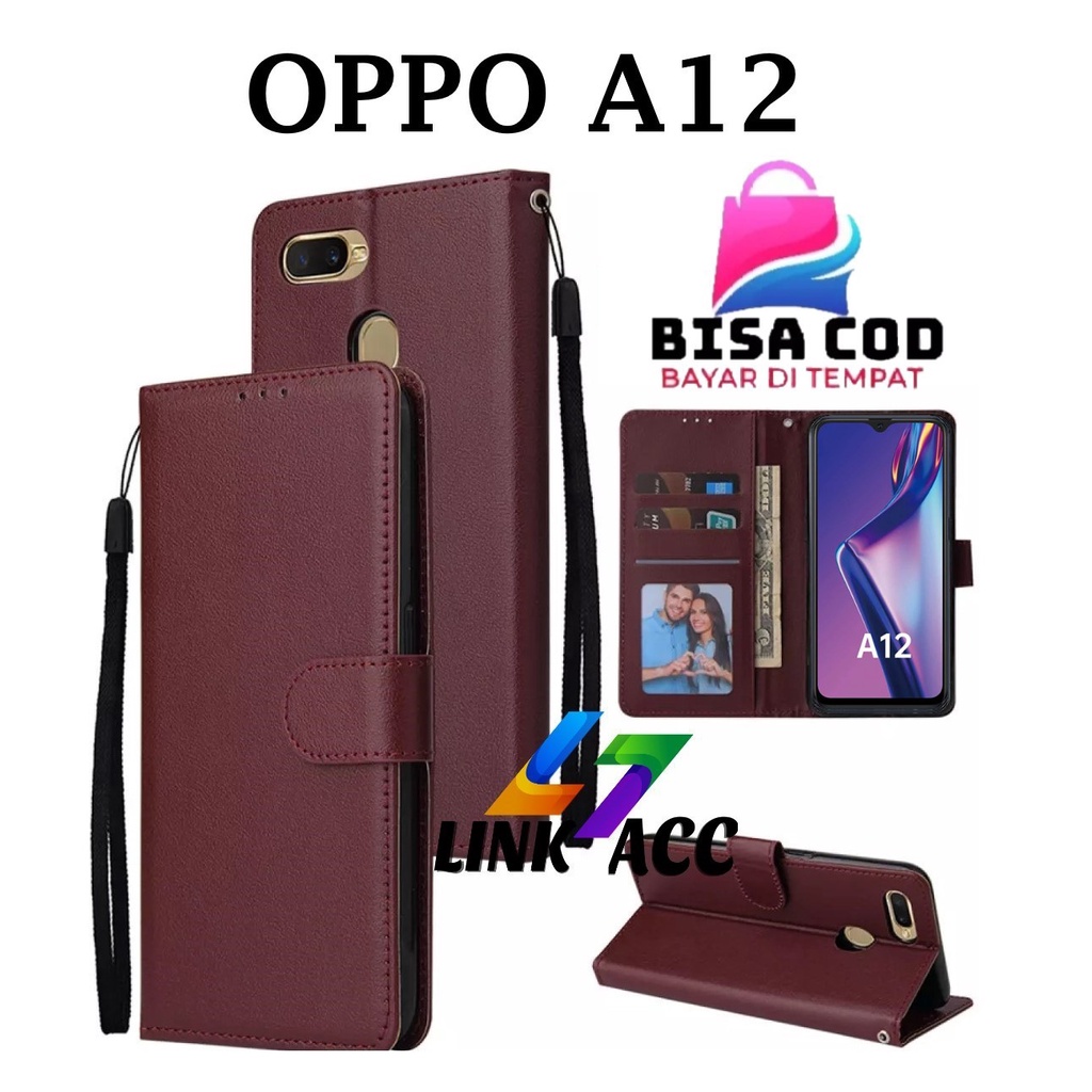 Custodia HualuBro A Libro In PU Pelle Per Oppo A12 - Portafoglio Con Slot Carte, Chiusura Magnetica E Funzione Stand, Colore Marrone - 4