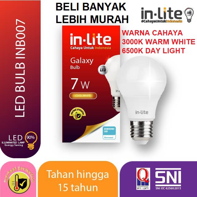 Jual LED Lampu Bohlam 7 Watt INB007 Merek Inlite LED Bohlam Bulb 7w In ...