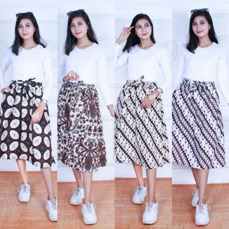 Jual TERLARIS ROK BATIK MIDI KATUN SOGAN MONOCHROME | Shopee Indonesia