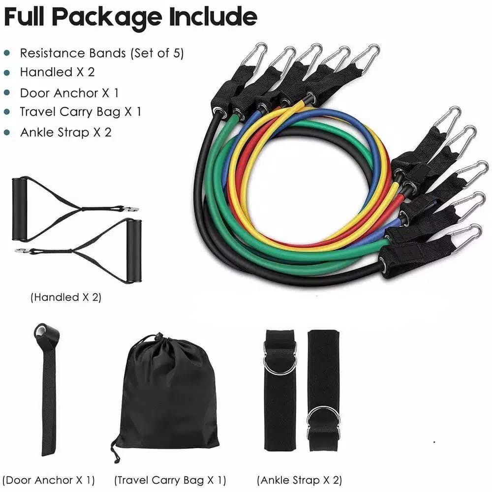 Jual Resistance Band Set 11 Full Bands Tube Tubes Set Alat Fitness
