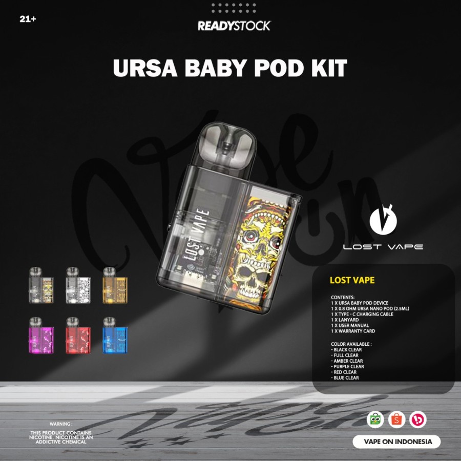 Jual URSA BABY URSA NANO BABY POD KIT 800mAh AUTHENTIC BY LOST VAPE