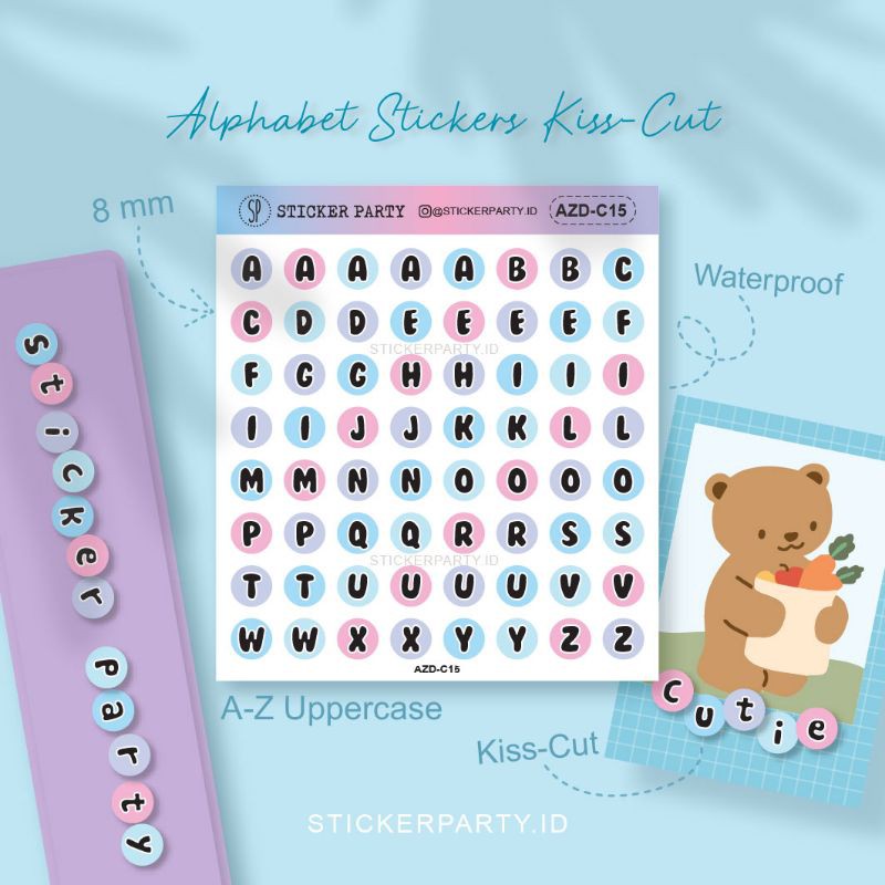 Jual [Sticker Party] Stiker Huruf Alfabet Abjad Bulat 0,8CM Warna ...