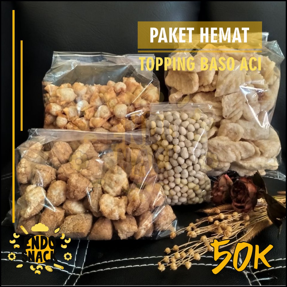 Jual Paket 50 Ribu Toping Baso Aci Isi Paket Cuanki Lidah Siomay Mini