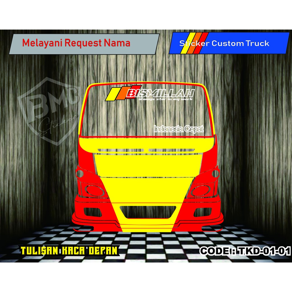 Jual Sticker Cutting Kaca Depan Truck Custom Simple (KDT01) - Sticker ...