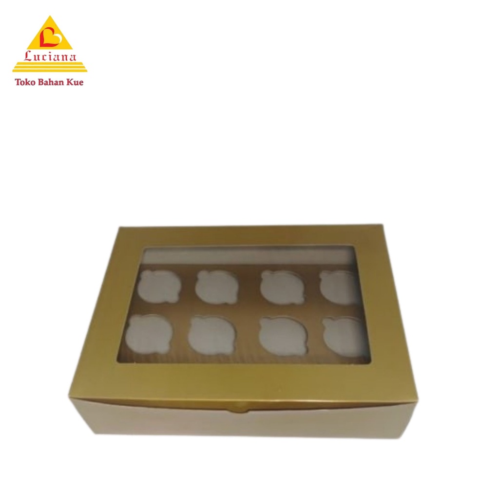 Jual DUS BOX ISI CUPCAKE/MUFFIN/PUDING LUBANG 12 GOLD/EMAS (10 Pcs