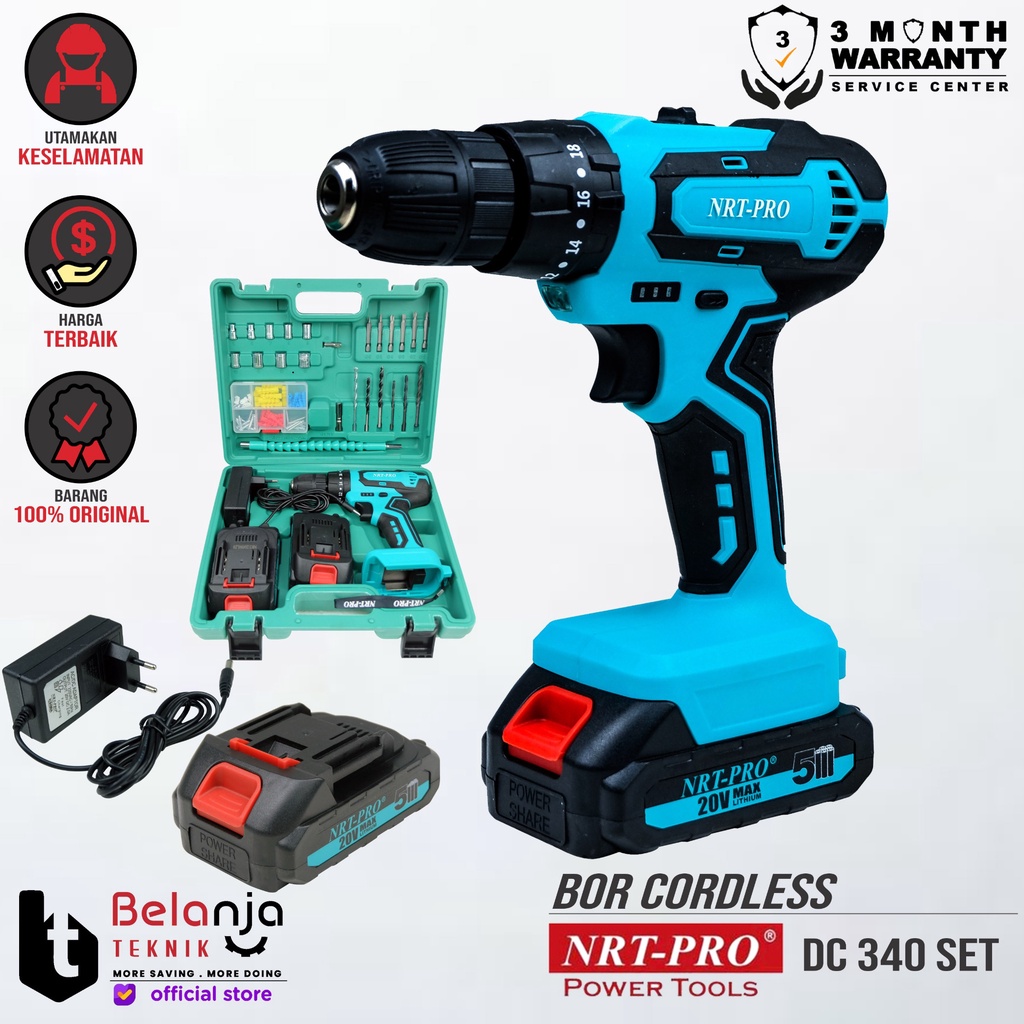 Jual NEW BIG SALE NRT PRO DC 340 HD SET 20V Bor Beton bor kayu