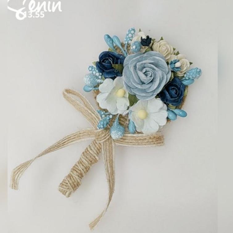 Jual [D-EZT ] boutonniere blue biru korsase corsage bunga dada jas orom ...