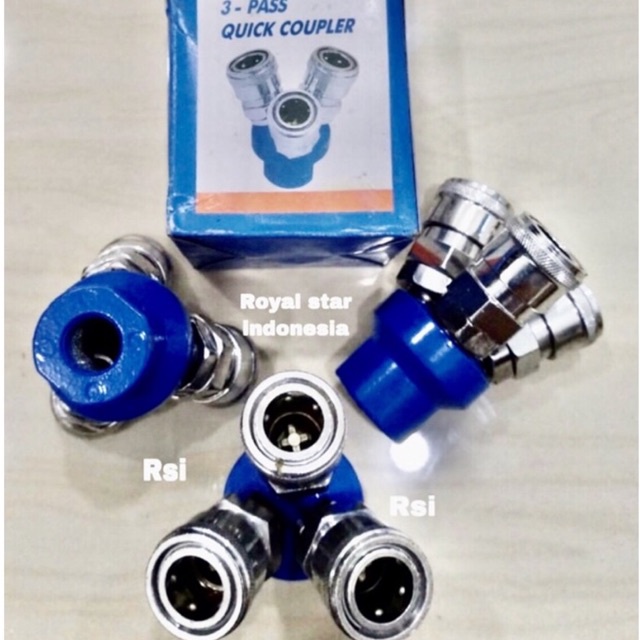 Jual TAIWAN 3way 3pass quick coupler kompresor TWO touch 3kepala BAGUS ...
