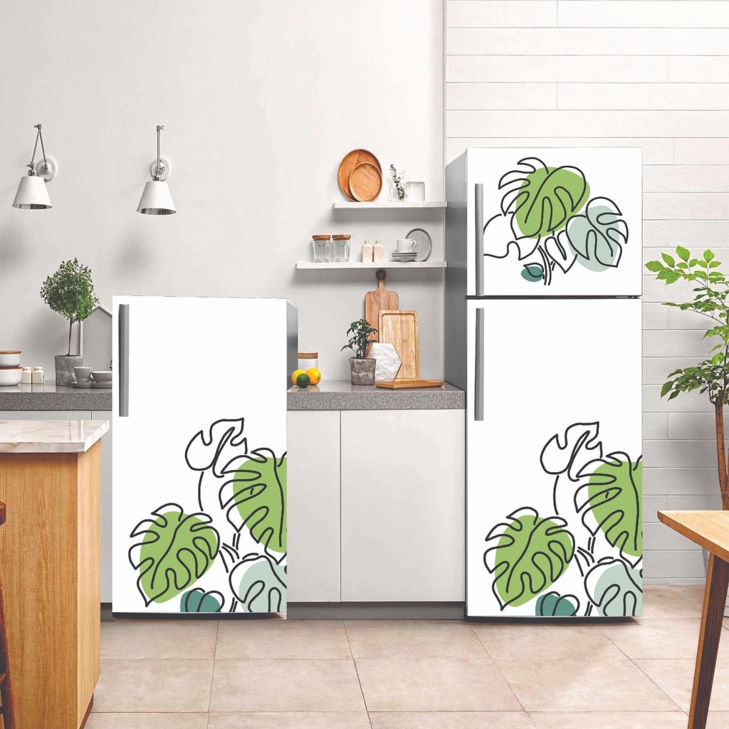 Jual Sticker Kulkas 1 Pintu 2 Pintu / Stiker MOTIF DAUN SEGAR MONSTERA ...