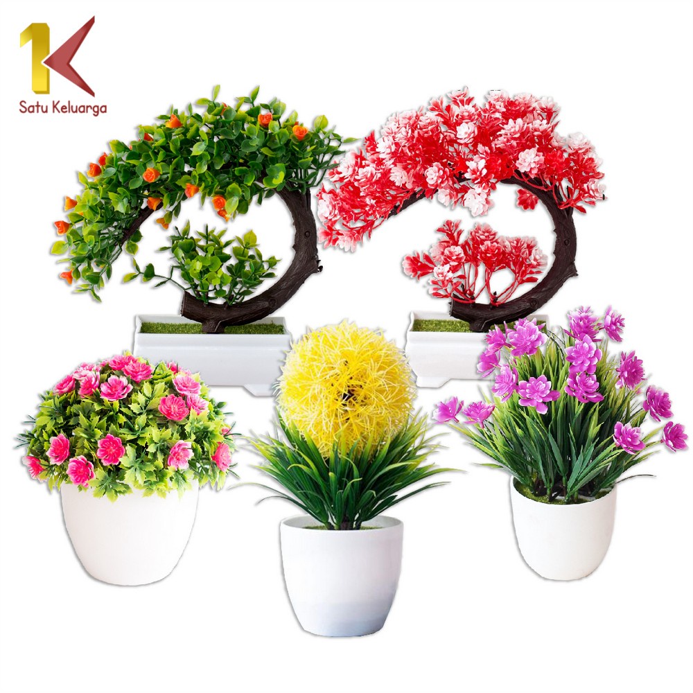 Jual Satu Keluarga Tanaman Bunga Hias Plastik Artificial Flower C35-37