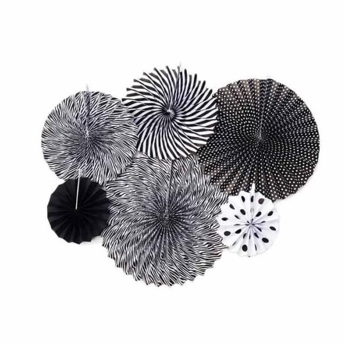 Jual PAPERFAN / SET BLACK PAPER FAN / PAPER FLOWER HITAM SET 6 IN 1