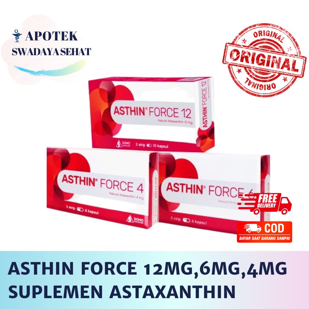 Jual ASTHIN FORCE 12MG Strip Tablet Astaxanthin 6MG 4MG Strip Suplemen