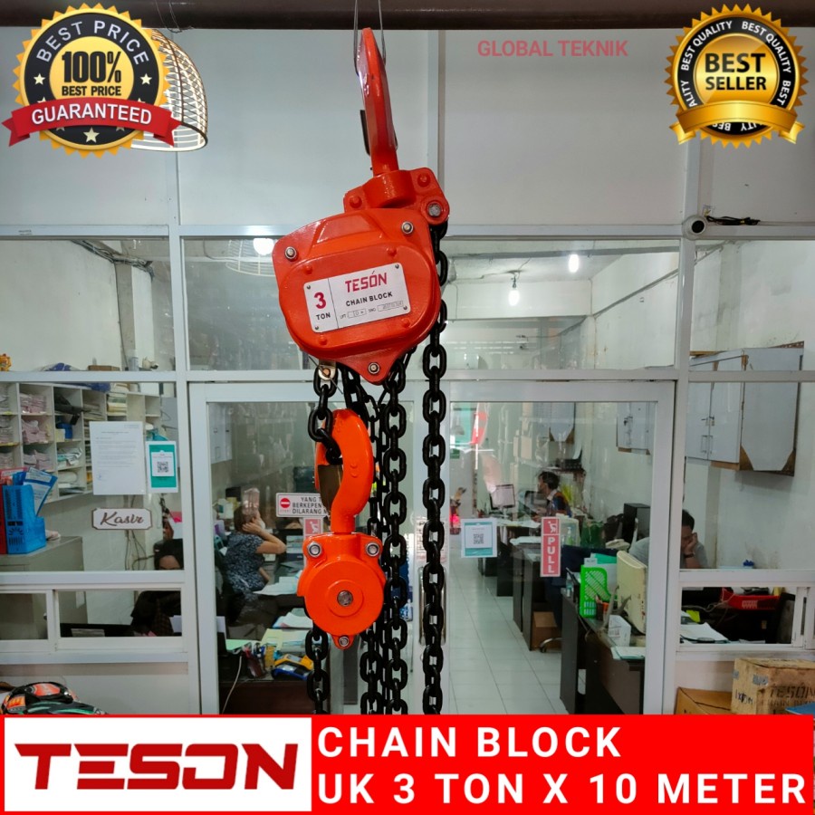 Jual Chain Block 3t X 10m Chain Hoist 3t X 10m Katrol 3 Ton X 10