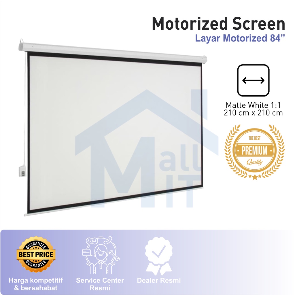 Jual Layar Motorized Projector Screen 84 X 84 Inch 21 M X 21 M