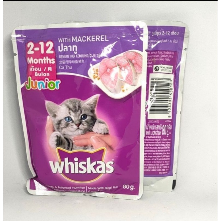 Jual Whiskas Pouch Junior Mackerel 212 Bulan 80 Gr Makanan Kucing Basah Shopee Indonesia