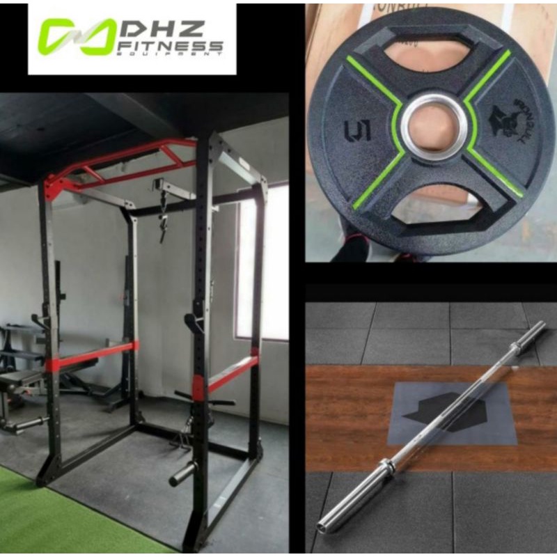 Jual DHZ Power Rack Paket termasuk Plate dan Olympic Bar | Shopee Indonesia
